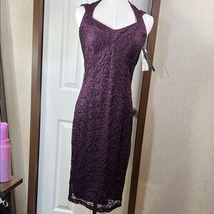 David Meister Deep Purple Lace Dress